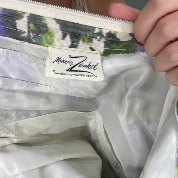 Vintage Green and Purple Floral Sheath Dress - Picture 9 of 15